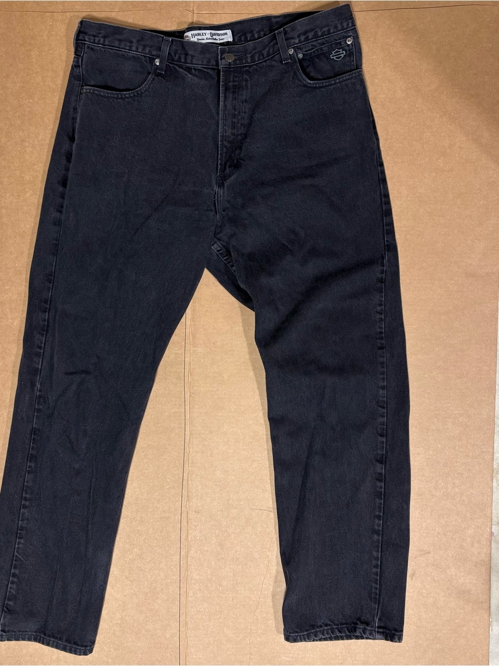 Retro 2008 Harley Davidson Genuine MotorClothes Black Denim Jeans Mens 40x32 Y2K - Picture 11 of 16